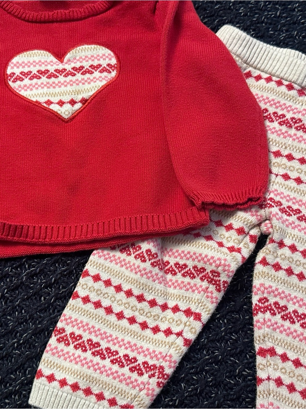 Gymboree Heart Sweater & Fair Isle Knit Leggings Set 12-18 Months *